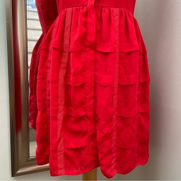 NWOT Sachin & Babi lined red chiffon button up mini dress size 4. - Picture 5 of 9